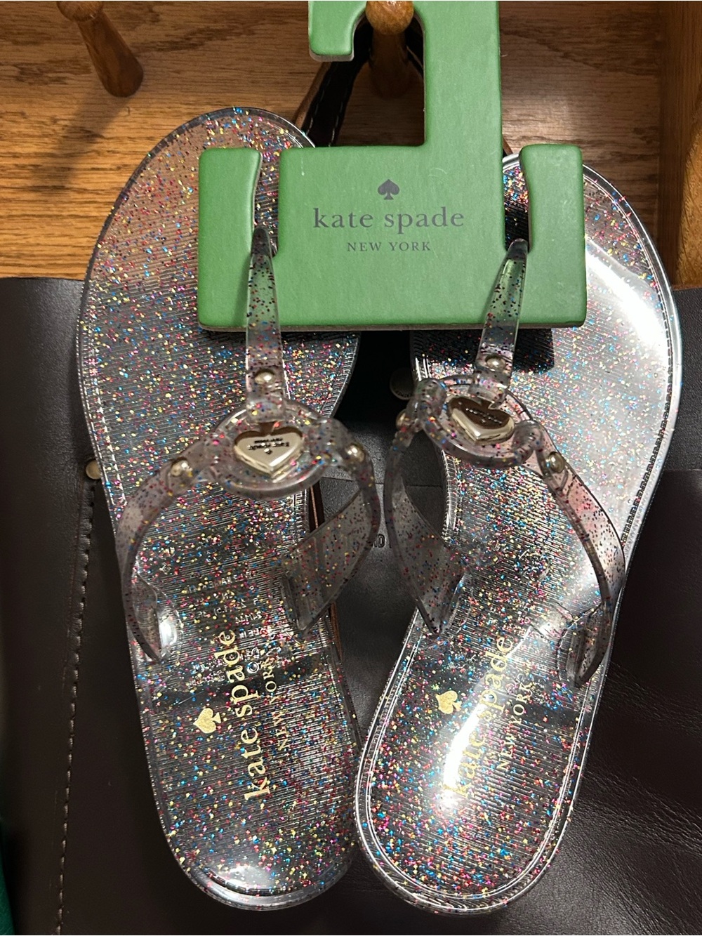 ♠️ kate spade flip flops ♠️ Clear Multicolor Glitter Jelly T‑Strap Sandals - Picture 3 of 3